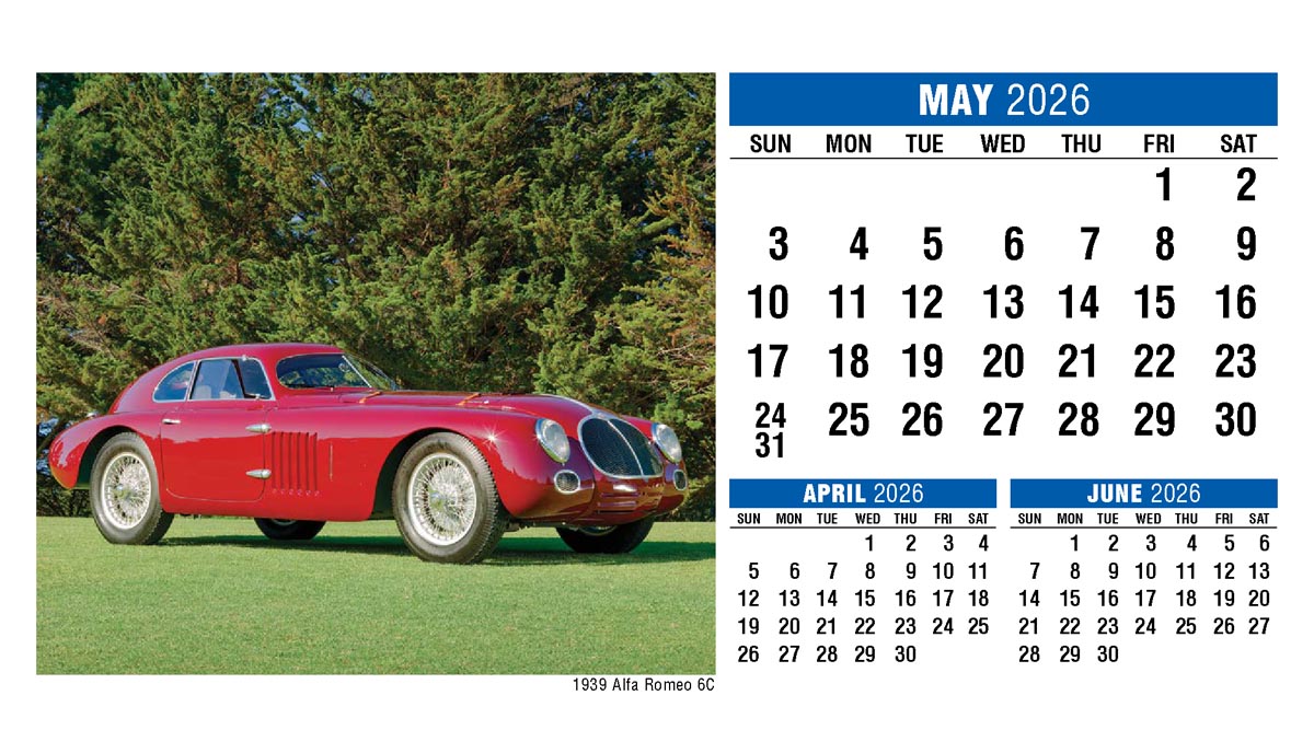 Galleria Classic Cars Promotional Desk Calendar- 2026